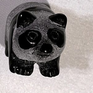 New small obsidian stone panda bear